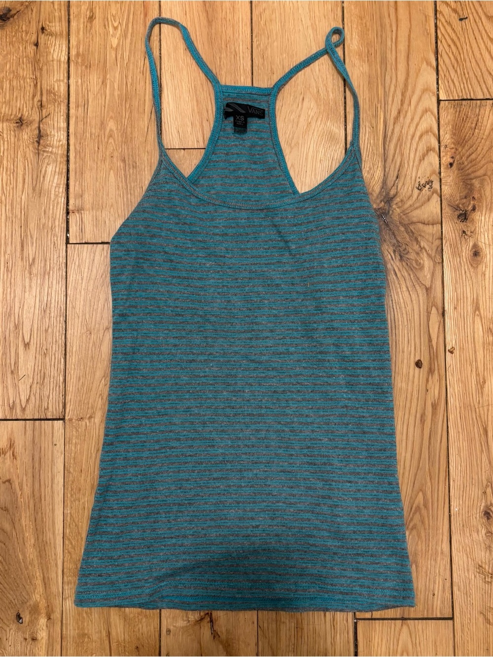 Vans Teal & Gray Striped Racerback Tank Top XS
